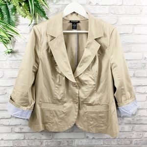 Lane Bryant • Tan Cropped Quarter Sleeve Blazer